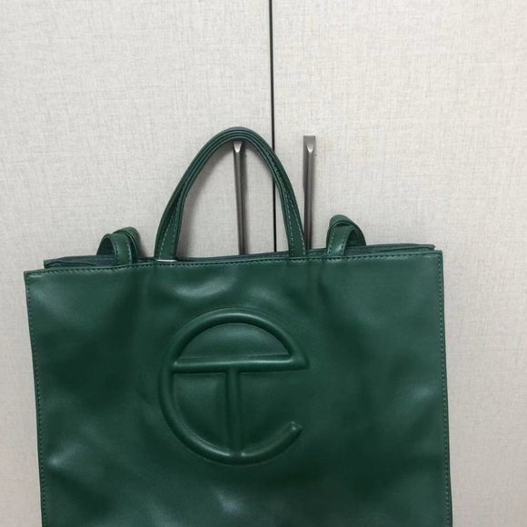 Telfar Bags Tote Bag Dark Green Patent Leather Telfar Laptop Bag